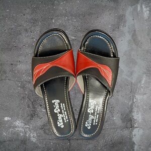 Y2K Platform Wedge Sandals Retro 90s Slides Black Red 39